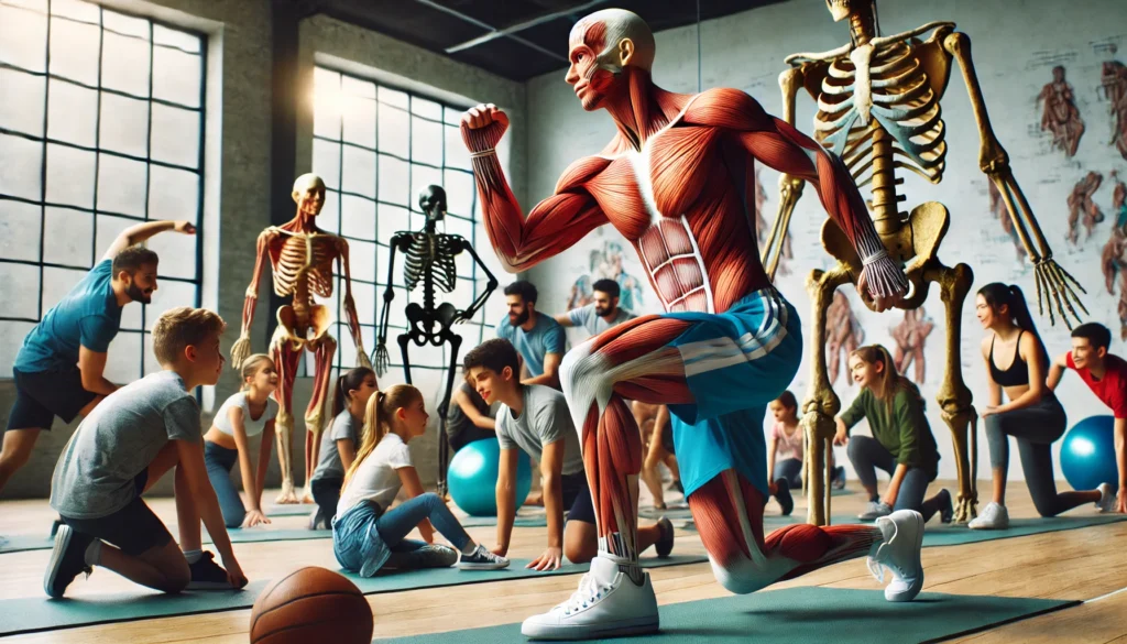 diverse group of people exercising showcasing muscular and skeletal systems