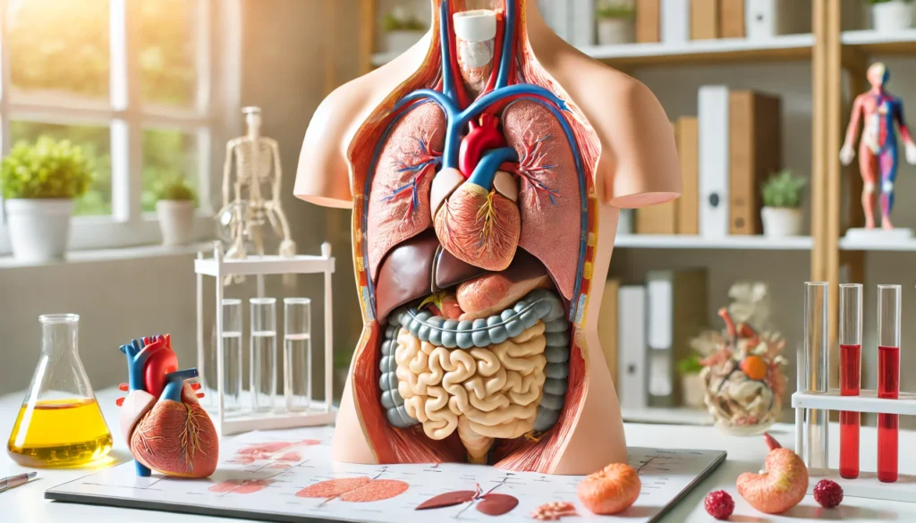 anatomical model of human body with detailed internal organs